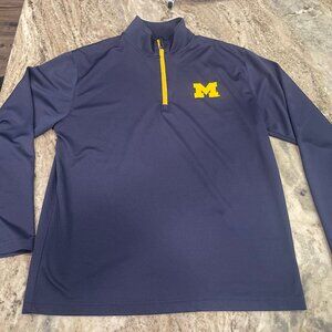 NEW Michigan Wolverines Pullover 1/4 Zip Mens MEDIUM Navy Blue Jacket Pro Edge